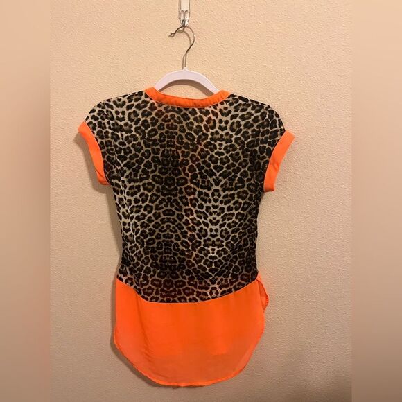 Rue21 Orange and Black Leopard Print Blouse - Picture 2 of 4